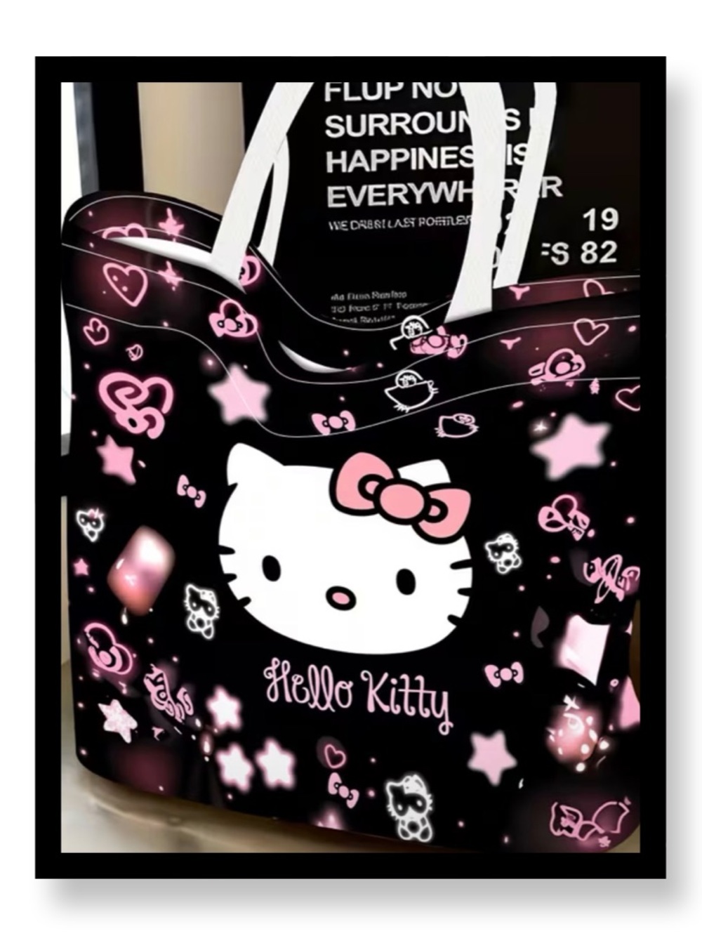 🆕 Hello Kitty Black and Pink Character Tote